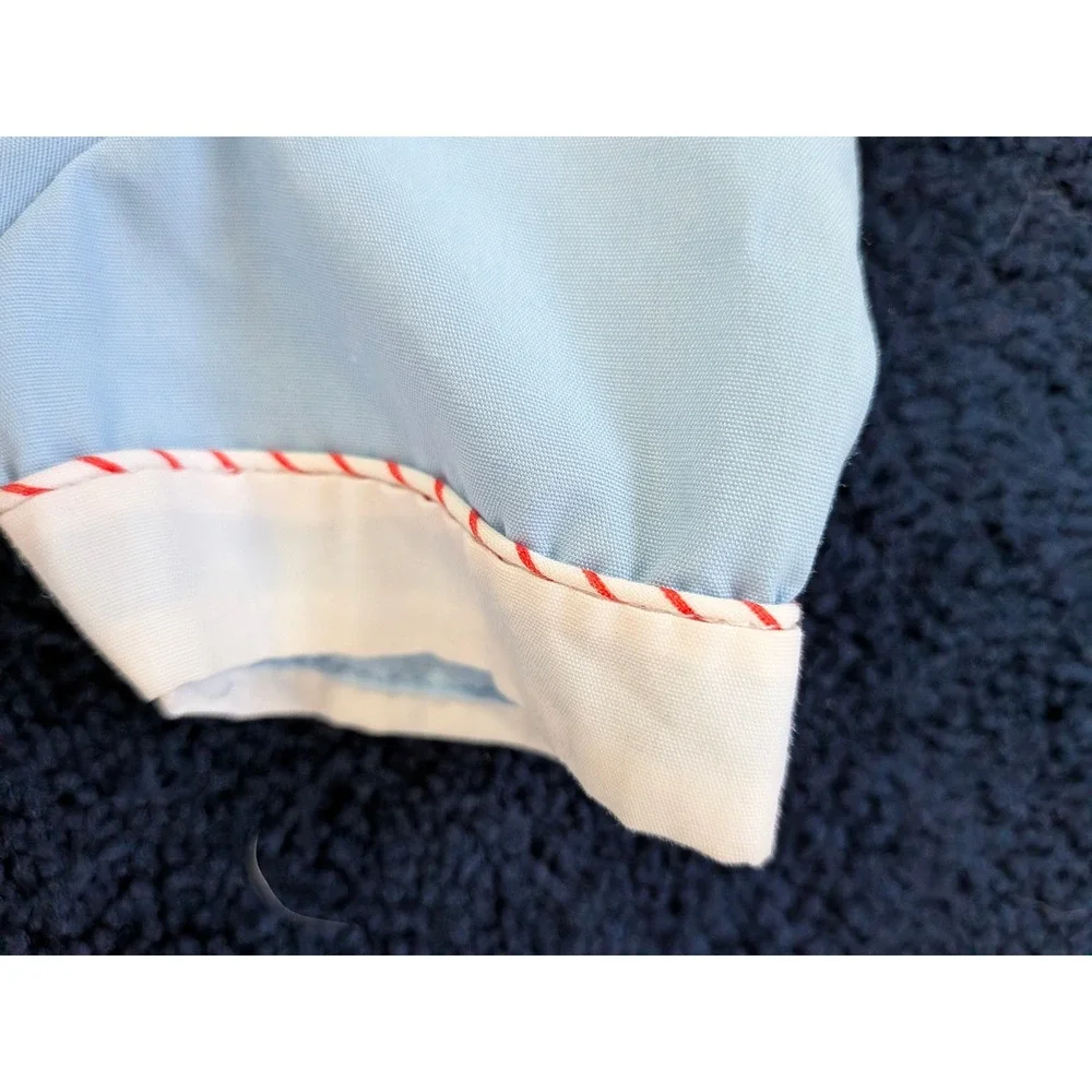 Vintage Baby Boy Blue Lighthouse Embroidered Romper Sun Suit 6-9 Nautical Snaps